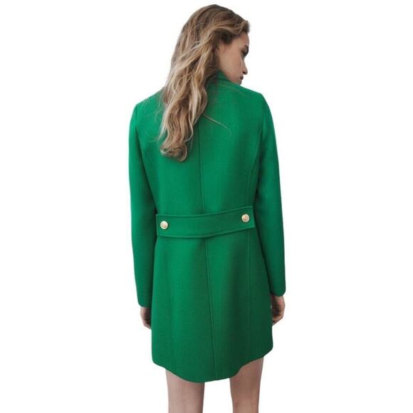 Zara Buttoned Tailored Coat XS Kelly Green Double Breasted Blogger Favorite - Picture 7 of 16
